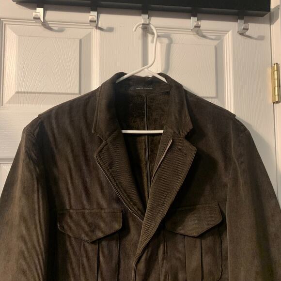 Tasso Elba Men's Rich Brown Corduroy Jacket Size L 42 44 Full Zip Retro Western - Picture 3 of 9
